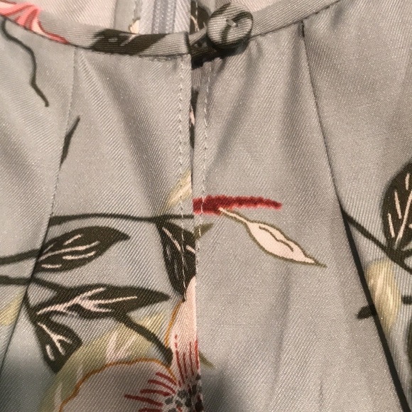 Rebecca Taylor Seafoam Flowers Ruffle Sleeve Belt Tie Midi Dress 4. Silk Blend - Picture 3 of 8